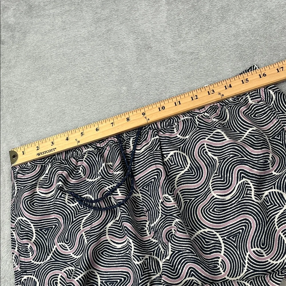 NEW Outerknown M Men's Black, White, Purple Swirl‎ Patterned Swim Trunks